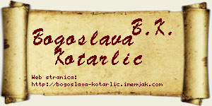 Bogoslava Kotarlić vizit kartica